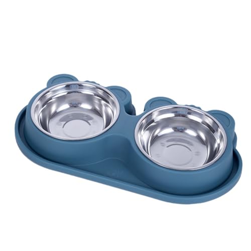 SWZA Cat Bowls, Dog Bowls Double Dog Water and Food Bowls, with Non Spill Skid Resistant Silicone Mat, Pet Feeder Bowls for Puppy Medium Dogs Cats von SWZA