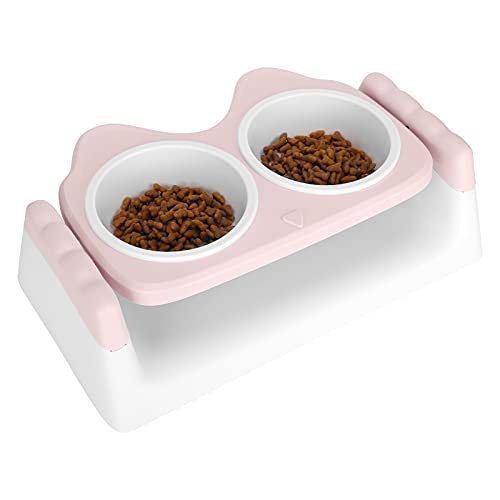 SWZA Erhöhte Hunde- und Katzennäpfe, doppelt für Futter und Wasser, mit abnehmbarem Design, Anti-Erbrochenem und sicherem Material, stressfrei für Haustiere (Pink) von SWZA