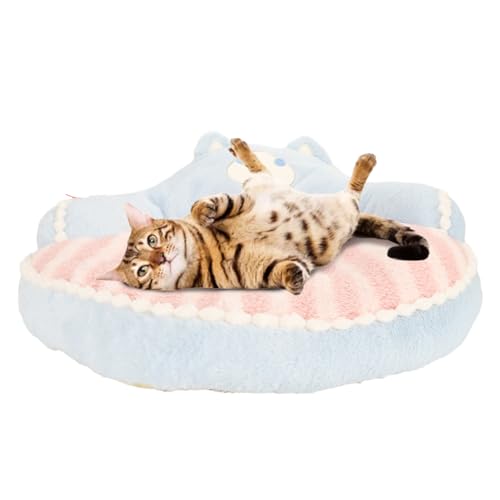 SWZA Katzenbetten für Hauskatzen, waschbares rundes Bett gegen Angstzustände, Flauschiges Hundekuschelbett, rutschfestes Haustierkissen für kleine und mittelgroße Hunde von SWZA