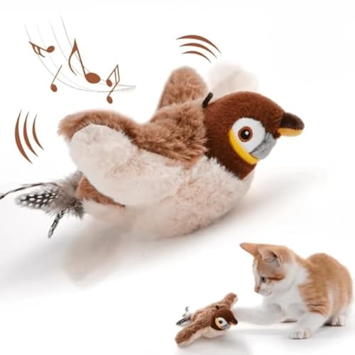 DOPWII Tierkuscheltier Schüttelvogel Plüschspielzeug mit Katzenminze,Spatz,Soundspielzeug (1 Stück) von SWZEC