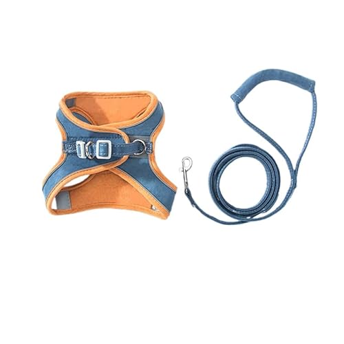 Haustierstolz® - Das Original Katzengeschirr mit Katzenleine (XL(6-7.5kg),Blau-Orange) von SWZEC