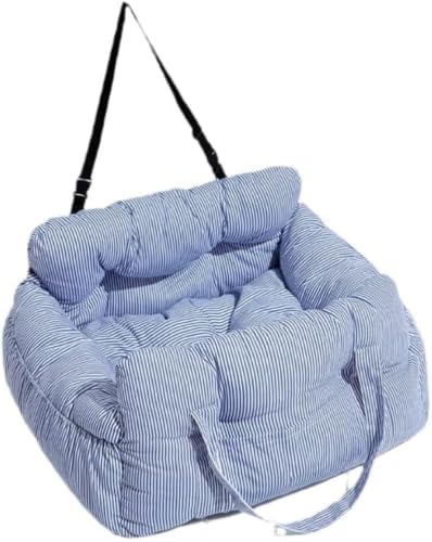 SWZEC Hundeliebling™ Beruhigender Autositz (L(60x50x36cm),BLAU GESTREIFT) von SWZEC