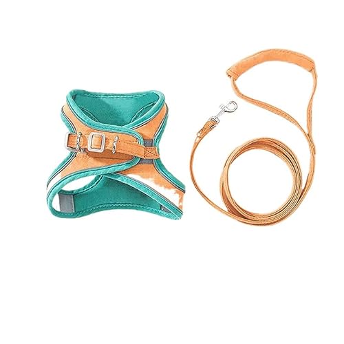 KITTINIS CatGuard® - Atmungsaktives Katzengeschirr + Leine PRO (L(6-7.5kg),Orange-Grün) von SWZEC