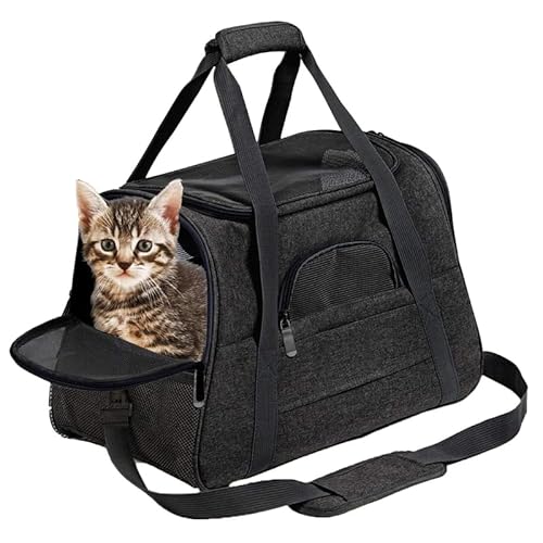 KITTINIS Robuste Transporttasche Für Katzen - TRAVELCAT® (Schwarz,L(52 * 25 * 35cm) von SWZEC