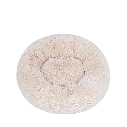 Luxtrada Original Cat and Dog Bed Luxury Shag Fur Donut Cuddler Round Donut Dog Beds Indoor Pillow Cuddler for Medium Small Dogs (50CM,Beige) von SWZEC