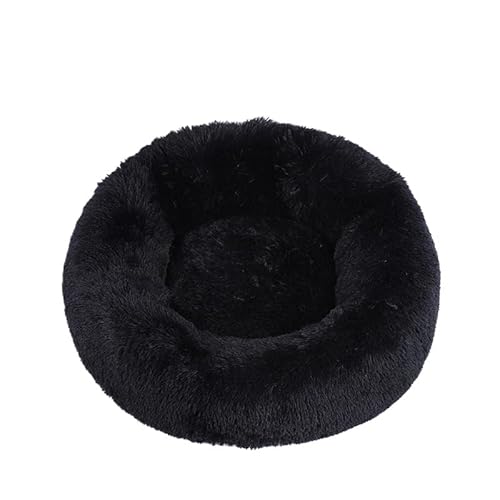 Luxtrada Original Cat and Dog Bed Luxury Shag Fur Donut Cuddler Round Donut Dog Beds Indoor Pillow Cuddler for Medium Small Dogs (50CM,schwarz) von SWZEC