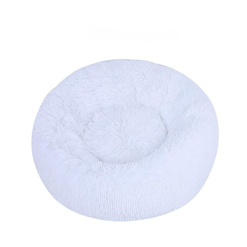 Luxtrada Original Cat and Dog Bed Luxury Shag Fur Donut Cuddler Round Donut Dog Beds Indoor Pillow Cuddler for Medium Small Dogs (50CM,weiß) von SWZEC