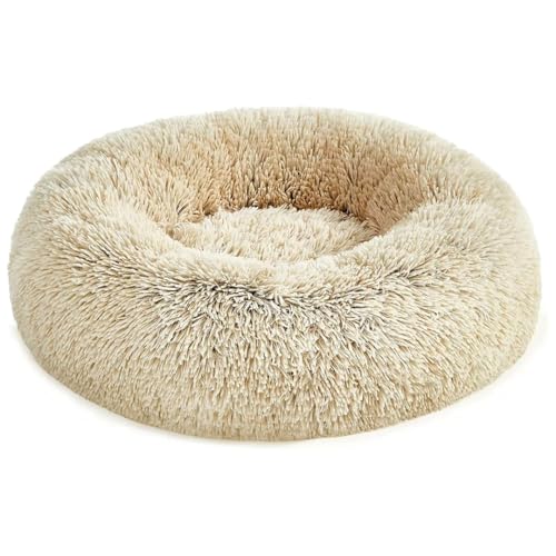 SWZEC Emmalove - Kuschelhöhle für Hunde | Emmalove - Kuschel Donut (60CM,Beige) von SWZEC