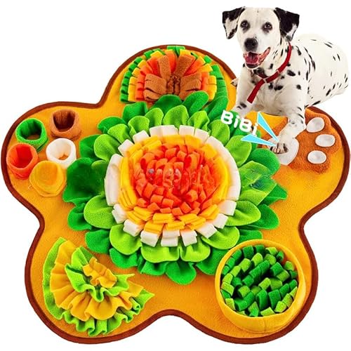 SWZEC Fellnasenstube Schnüffelteppich Für Hunde & Katzen (Yellow,D60*60cm) von SWZEC