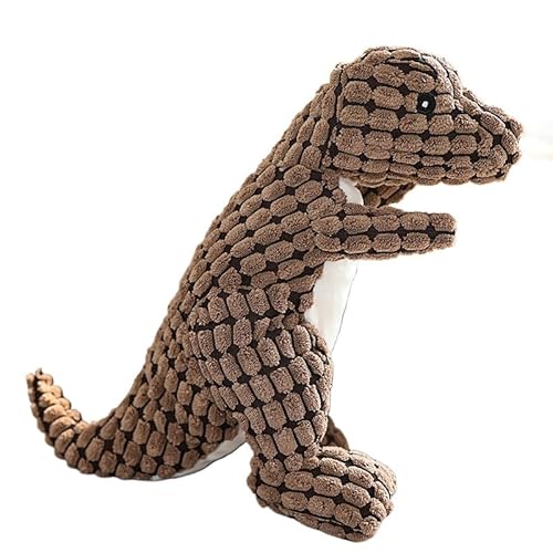 SWZEC Hundespielzeug Quietschend, Waschbares Kauspielzeug Hund Unzerstörbar, Robustes Kuscheltier für Welpen und kleine Hunde, Lustig Dog Toy Dino-Hundespielzeug Weihnachten (Braun) von SWZEC