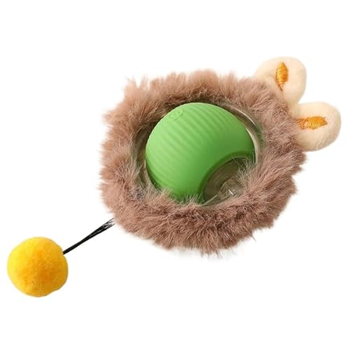 SWZEC Tier-Herzen-Interaktiver Spielball mit Schwanz für Hunde(1x Power-Ball,Plusch-Grun) von SWZEC