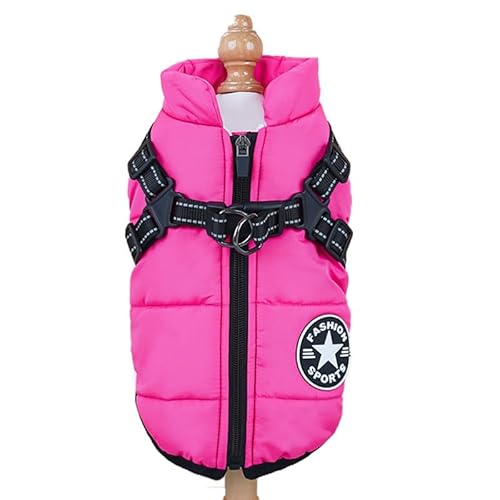 SWZEC Tierbedarf-Plus Wind- und wasserdichte Hundejacke mit integriertem Geschirr (2XL,Pink) von SWZEC