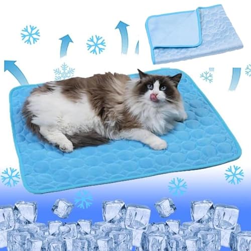 SWZEC hundeliebling pet cool v.3 Premium kühlmatte für Hunde,kühlmatte Katze,Cat Cool Premium Kühlmatte für Katzen (L 70X55,Blau1) von SWZEC