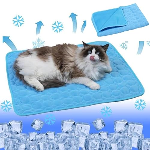 SWZEC hundeliebling pet cool v.3 Premium kühlmatte für Hunde,kühlmatte Katze,Cat Cool Premium Kühlmatte für Katzen (S 50X40,Blau) von SWZEC