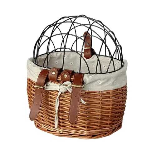 Bicycles Rattan Storage Basket Woven Storage Basket Adults Bike Woven Storage Basket With Lid Woven Bike Pet Basket von SXRQ