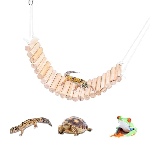 Reptilienbrücke, Gecko Holzleiterbrücke Reptilienbrücke für Terrarium Holz Bartagame Kletterleiter Hängende Reptilien Kletterbrücke für Chamäleons Schildkröte Eidechse Frosch von SXYYDSG