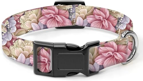 SXboxing Hundehalsband, niedliches Hundehalsband für kleine, mittelgroße und große Hunde, personalisierbar, weich, mit Schnellverschluss-Schnalle zum Spazierengehen, Laufen, luxuriöse niedliche Blumen von SXboxing