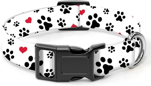 SXboxing Hundehalsband, niedliches Hundehalsband für kleine, mittelgroße und große Hunde, personalisierbar, weich, mit Schnellverschluss-Schnalle zum Spazierengehen, Laufen, niedliche Hundepfoten von SXboxing