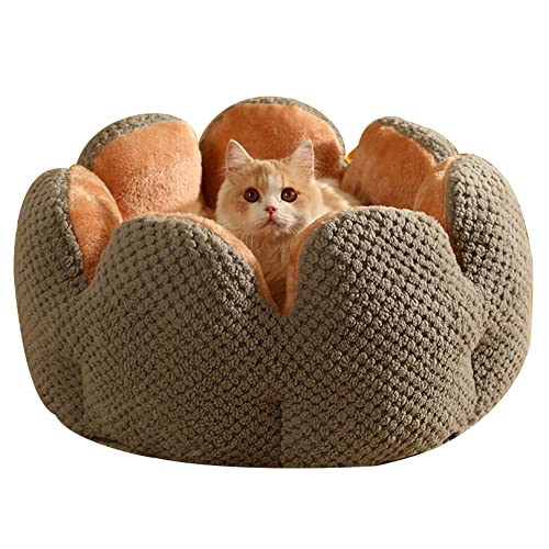 Katzenbett Hundebett Waschbare Haustierbett, Kaktus Blütenblatt Form Katzenbett Sofa, niedliche Plüsch Haustier Nest für Welpen und Katzen von SYCARPET