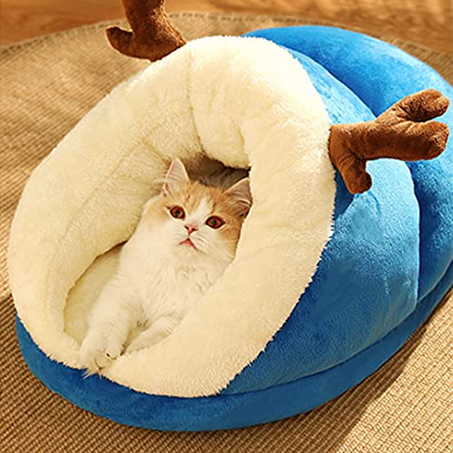 Katzenbett für Indoor-Katzen. Welpenbett mit Rutschfester Unterseite, Katzenloch in Form von Hausschuhen, super weiches und beruhigendes Haustier-Schlafsofa für das Welpenbett von SYCARPET