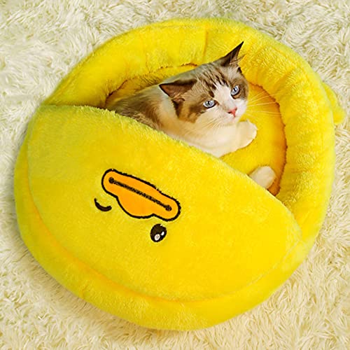 Katzenschlafbett, selbstheizendes Schlafnest, Tierform Haustier Verstecktasche für Welpen, Katzen und Katzen, halbgeschlossenes Plüschmattenbett Loch von SYCARPET