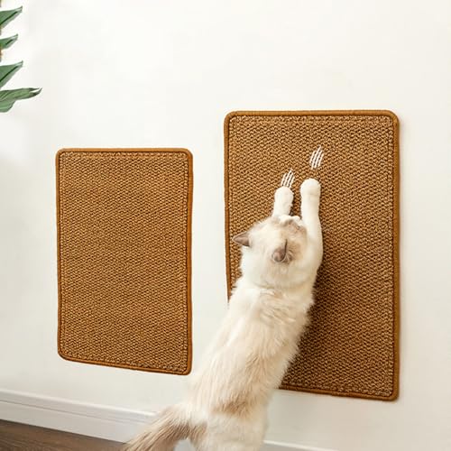 SYCCLLYYDS Kratzteppich Katze Braun, 40×20cm Sofa Katze,Kratzbretter Katze Wand,Natürliche Katzenkratzbretter Sisal Kratzteppich,Aus Stoff genähte RänderKatzenkratzbretters DIY Climbing Cat Scratcher von SYCCLLYYDS