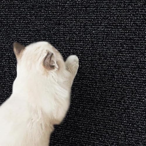 SYCCLLYYDS Kratzmatte Selbstklebend für Katze, Wand Kratzteppich Katze Schwarz, 30×100cm Kratzbretter Kratzschutz für Sofa DIY Climbing Cat Scratcher von SYCCLLYYDS