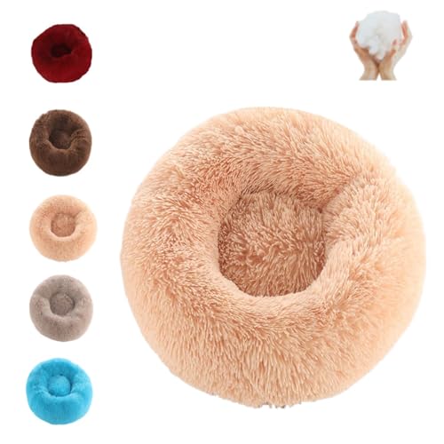 SYDXGD Calming Dog Bed,Cat Bed,Donut Dog Bed,Furry Cat Donut,Furry Cat Bed, Washable Anti-Anxiety Fluffy Pet Bed,Warmth and Relaxation, Machine Washable (40×40cm, 15.8"×15.8",Beige) von SYDXGD