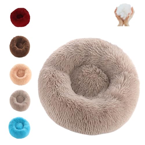 SYDXGD Calming Dog Bed,Cat Bed,Donut Dog Bed,Furry Cat Donut,Furry Cat Bed, Washable Anti-Anxiety Fluffy Pet Bed,Warmth and Relaxation, Machine Washable (40×40cm, 15.8"×15.8",Gray) von SYDXGD