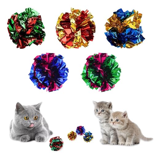 SYEYCW 20 Stück Bunte Katze Spielzeug Bälle, 6 cm Crinkle Balls Spielzeug für Katzen, Bunte Crinkle Bälle, Kätzchen Spielzeug Interaktives, Knisternde Bälle für Katze Hunde Kitty, Zufällige Farbe von SYEYCW