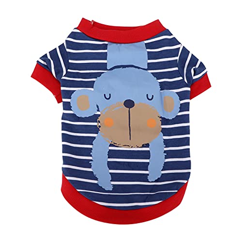 SYH&AQYE Pet Hoodies, Pets Suit Cartoon Thin Dogs Shirt Stripe Hoodies Herbst und Winter Haustierkleidung für kleine und mittelgroße Welpen, mittelgroße Hunde, Jungen und Mädchen(S-blau) von SYH&AQYE