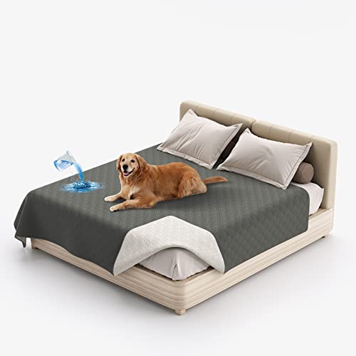 SYLC Hundedecke Wasserdicht, Hunde Decken Für Hund Hundematte Undurchlässig, rutschfest Sofaschutz Katze Waschbar Für Bett, Sofa, Auto, Outdoor (102 x 127 cm,Dunkelgrau) von SYLC