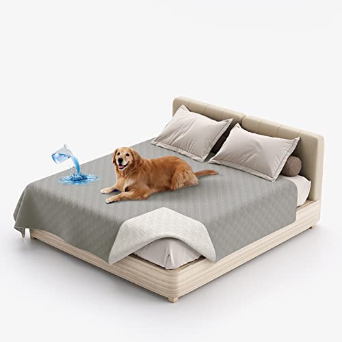 SYLC Hundedecke Wasserdicht, Hunde Decken Für Hund Hundematte Undurchlässig, rutschfest Sofaschutz Katze Waschbar Für Bett, Sofa, Auto, Outdoor (102 x 127 cm,Grau) von SYLC