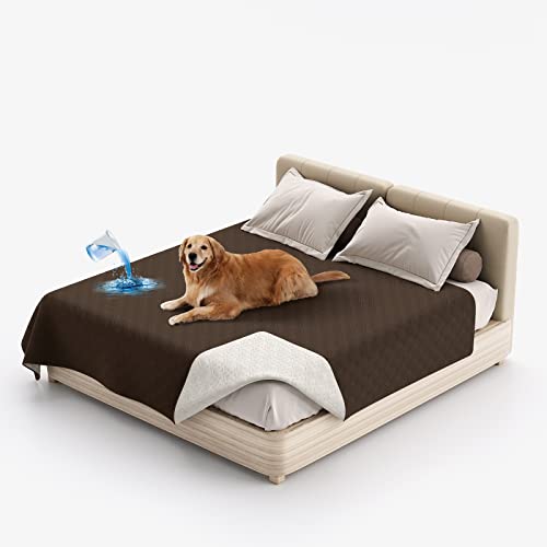 SYLC Hundedecke Wasserdicht, Hunde Decken Für Hund Hundematte Undurchlässig, rutschfest Sofaschutz Katze Waschbar Für Bett, Sofa, Auto, Outdoor (102 x 127 cm,Kaffee) von SYLC