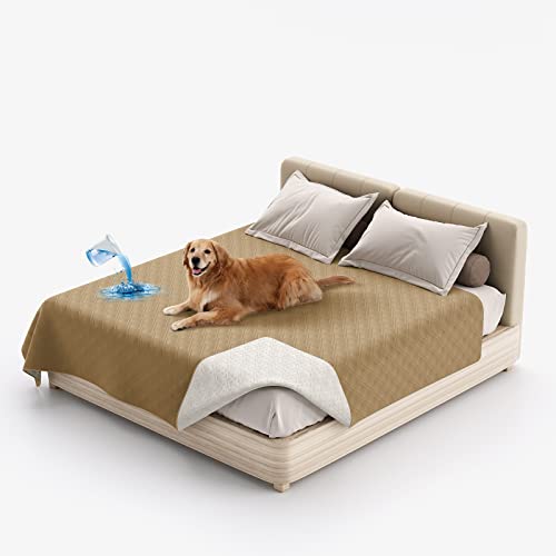 SYLC Hundedecke Wasserdicht, Hunde Decken Für Hund Hundematte Undurchlässig, rutschfest Sofaschutz Katze Waschbar Für Bett, Sofa, Auto, Outdoor (102 x 127 cm,Kamel) von SYLC