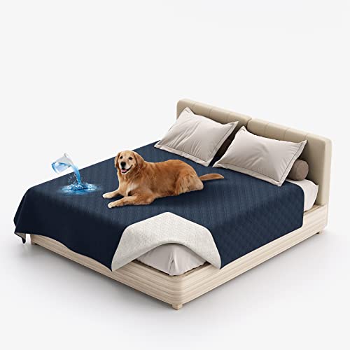 SYLC Hundedecke Wasserdicht, Hunde Decken Für Hund Hundematte Undurchlässig, rutschfest Sofaschutz Katze Waschbar Für Bett, Sofa, Auto, Outdoor (102 x 127 cm,Marineblau) von SYLC