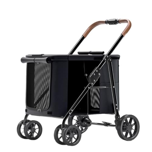 Hunde Kinderwagen Bequemer Und Praktischer Hundewagen for Haustiere, Faltbares Und Leichtes Material, Große Hunde Und Katzen Katzen Kinderwagen(Black) von SYLGXH