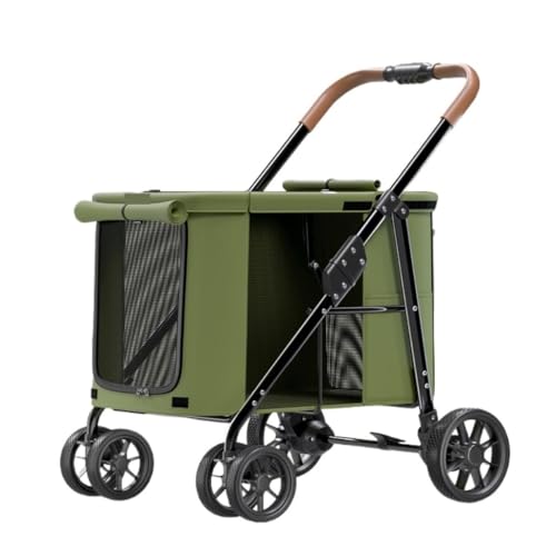 Hunde Kinderwagen Bequemer Und Praktischer Hundewagen for Haustiere, Faltbares Und Leichtes Material, Große Hunde Und Katzen Katzen Kinderwagen(Green) von SYLGXH