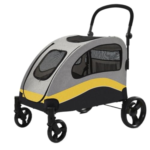 Hunde Kinderwagen Bequemer und einfacher Haustier-Kinderwagen, Hunde-Kinderwagen, faltbar, aus leichtem Material, for Katzen und Hunde mittlerer und großer Größe Katzen Kinderwagen(Yellow) von SYLGXH