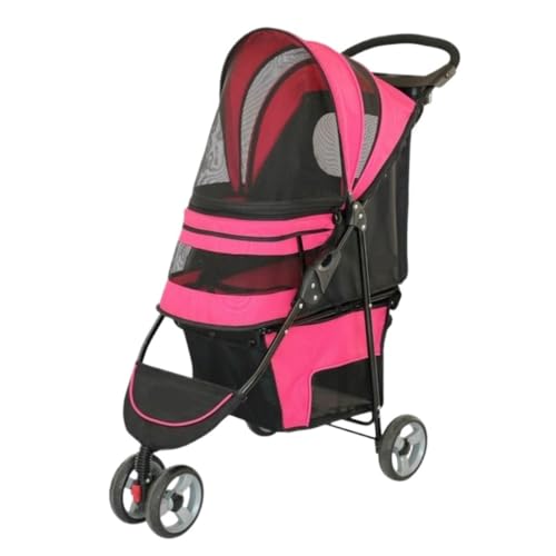 SYLGXH Hunde Kinderwagen Haustier-Kinderwagen, Faltbarer Dreirädriger Kinderwagen for Katzen Und Hunde, Kleiner Kinderwagen for Spazierengehen Mit Hunden, Leichter Kinderwagen Katzen Kinderwagen(Red) von SYLGXH