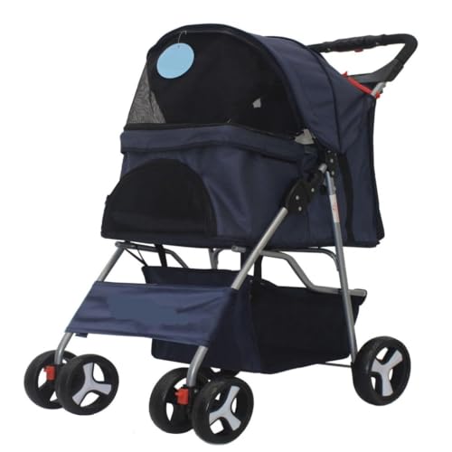 Hunde Kinderwagen Haustier-Kinderwagen, Faltbarer Hunde-Kinderwagen, Leichter Katzen-Kinderwagen, Hunde-Kinderwagen, Abnehmbarer Outdoor-Kinderwagen Katzen Kinderwagen(Blue) von SYLGXH