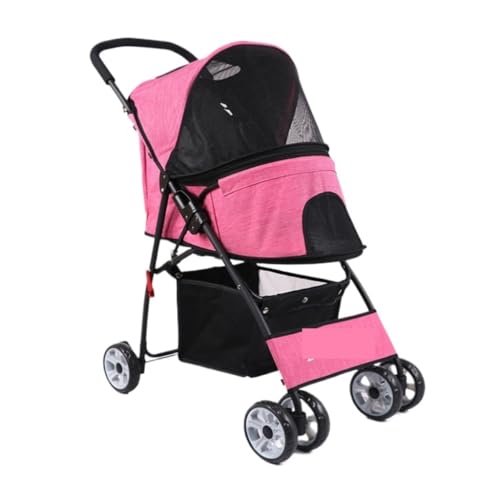 SYLGXH Hunde Kinderwagen Haustier-Kinderwagen, Hunde-Spaziergänger, Leichter Und Kompakter Katzen-Kinderwagen, Leichter Kinderwagen for Ausflüge Katzen Kinderwagen(Pink) von SYLGXH