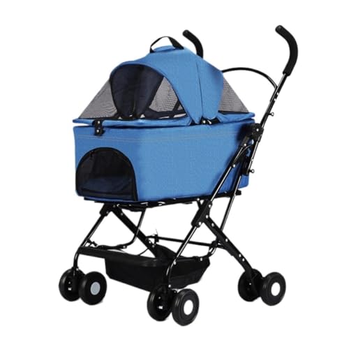 Hunde Kinderwagen Haustier-Kinderwagen, Katzen- Und Hunde-Kinderwagen, Kleiner Hunde- Und Katzen-Kinderwagen, Leichter Zusammenklappbarer Haustier-Kinderwagen for Ausflüge Katzen Kinderwagen(Black) von SYLGXH