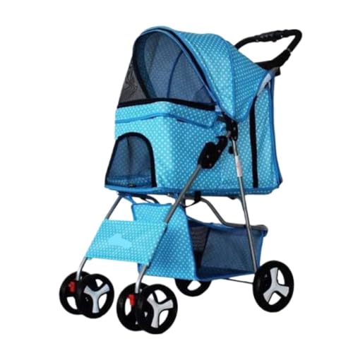 Hunde Kinderwagen Haustier-Kinderwagen, Kleiner Und Mittelgroßer Haustier-Ausflugs-Kinderwagen, Leicht, Atmungsaktiv, Hunde-Kinderwagen, Hunde-Wagen Katzen Kinderwagen(Blue) von SYLGXH