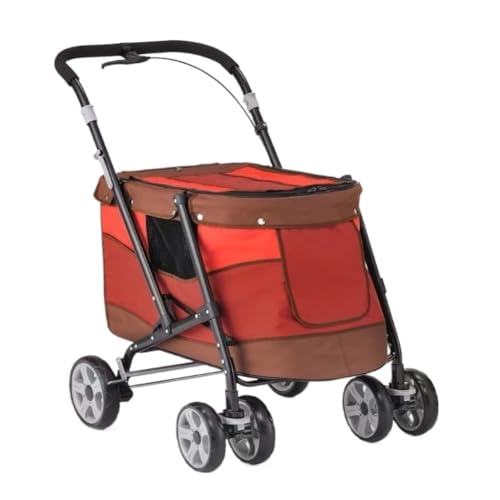 Hunde Kinderwagen Haustier-Kinderwagen, Outdoor-Hunde- Und Katzen-Kinderwagen, Leichter, Faltbarer Katzen-Kinderwagen, Mittelgroßer Kleiner Hunde-Kinderwagen Katzen Kinderwagen(Red) von SYLGXH