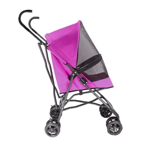 Hunde Kinderwagen Haustier-Kinderwagen, Vierrad-Kinderwagen, Outdoor-Reise-Haustier-Kinderwagen, zusammenklappbarer Haustier-Kinderwagen, Leichter Haustier-Kinderwagen Katzen Kinderwagen(Pink) von SYLGXH