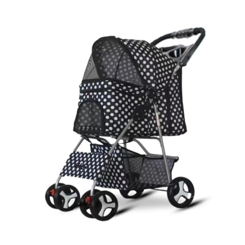 Hunde Kinderwagen Haustier-Kinderwagen, zusammenklappbar, leicht, aus leichtem Material, for kleine und mittlere Teddy-Hunde und Katzen Katzen Kinderwagen(Black) von SYLGXH