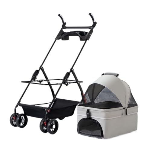 SYLGXH Hunde Kinderwagen Haustier-Kinderwagen for Ausflüge, Kleiner Zugwagen, Welpen-Kinderwagen, Hunde-Walking-Wagen, Kleine, Leichte, Faltbare Katze Katzen Kinderwagen(G,A) von SYLGXH