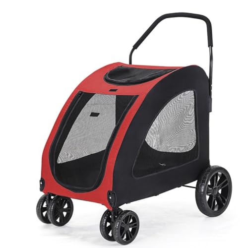 Hunde Kinderwagen Haustier-Kinderwagen for Große Und Mittelgroße Hunde Und Katzen Beim Ausgehen, Leichter Und Tragbarer Faltbarer Hunde-Kinderwagen Katzen Kinderwagen(Red) von SYLGXH