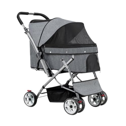 Hunde Kinderwagen Haustier-Kinderwagen for Hunde Und Katzen, Doppelter Haustier-Kinderwagen for Den Außenbereich, Leicht Zusammenklappbar, Mit Vier Rädern, for Hunde Katzen Kinderwagen von SYLGXH